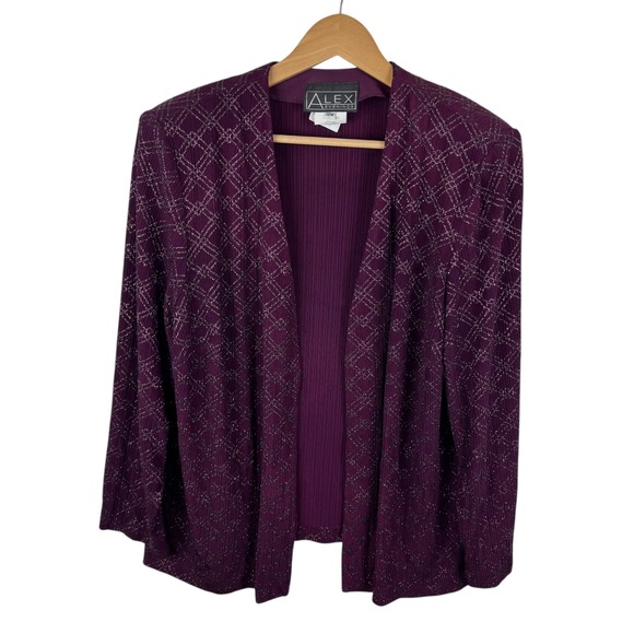Alex Evenings Open Front Glitter Jacket Blazer Size 18W Metallic Sparkle Formal - Picture 1 of 8